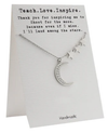 Quinnlyn & Co. 3 Stars and Crescent Moon Pendant Necklace, Teacher's Day Appreciation Gifts with Inspirational Quote on Greeting Card