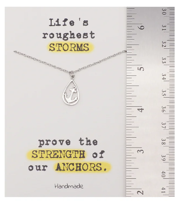 Quinnlyn & Co. Anchor Pendant Necklace, Gifts for Women with Inspirational Quote on Greeting Card