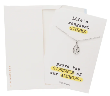 Quinnlyn & Co. Anchor Pendant Necklace, Gifts for Women with Inspirational Quote on Greeting Card