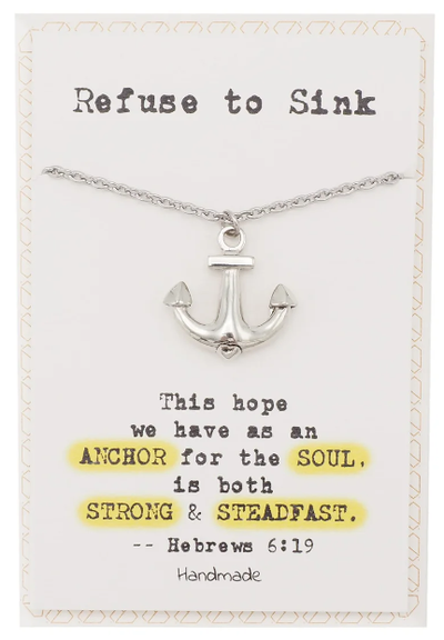 Quinnlyn & Co. Anchor Pendant Necklace, Religious Gifts for Women with Inspirational Quote on Greeting Card