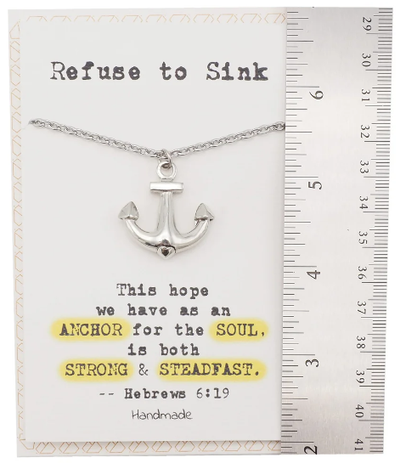 Quinnlyn & Co. Anchor Pendant Necklace, Religious Gifts for Women with Inspirational Quote on Greeting Card