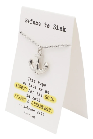 Quinnlyn & Co. Anchor Pendant Necklace, Religious Gifts for Women with Inspirational Quote on Greeting Card