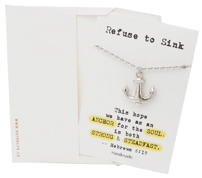 Quinnlyn & Co. Anchor Pendant Necklace, Religious Gifts for Women with Inspirational Quote on Greeting Card