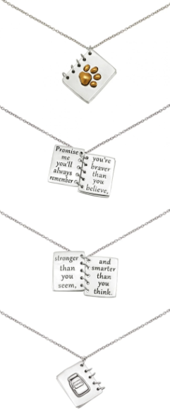 Quinnlyn & Co. Bear Claw on Book Pendant Necklace, Gifts for Women with Motivational Quote on Greeting Card