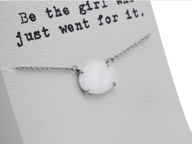 Quinnlyn & Co. Birthstone Necklace with Lab-Created Opal Pendant, Birthday Gifts for Women with Inspirational Quote on Greeting Card