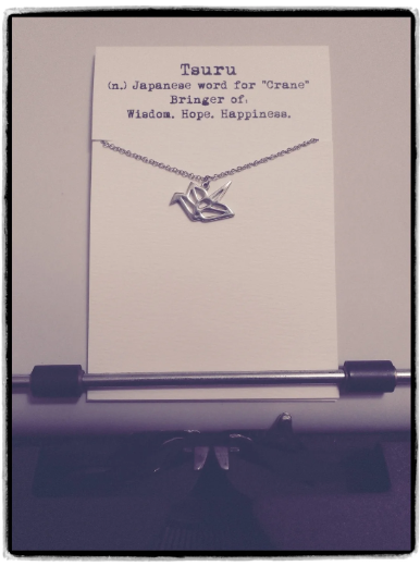 Quinnlyn & Co. Crane Pendant Necklace, Birthday Gifts for Women with Inspirational Quote on Greeting Card