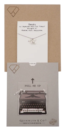 Quinnlyn & Co. Crane Pendant Necklace, Birthday Gifts for Women with Inspirational Quote on Greeting Card