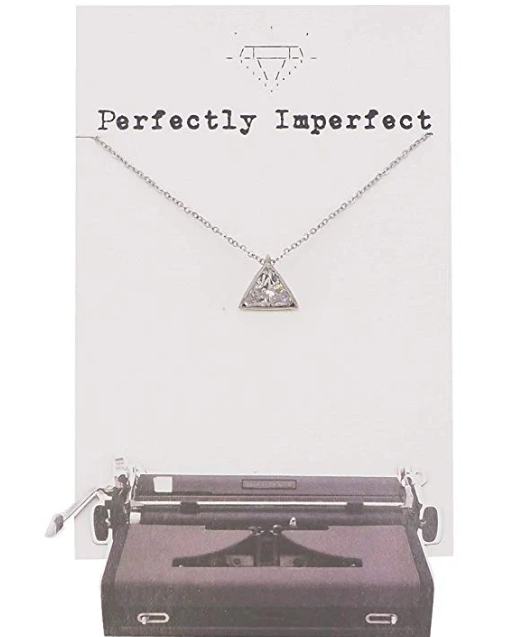 Quinnlyn & Co. Gertrude Cubic Zirconia Necklace, Triangle Necklace, Handmade Gifts for Women with Inspirational Quote on Greeting Card