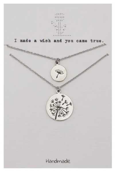 Quinnlyn & Co. Dandelion Pendant Necklace, Birthday Gifts for Women with Inspirational Quote on Greeting Card, Set of 2