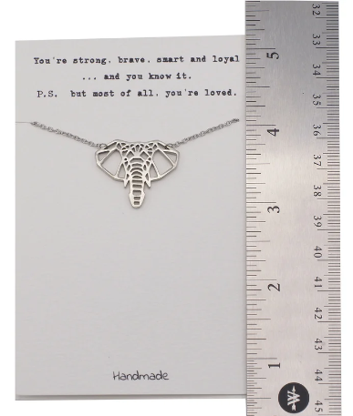 Quinnlyn & Co. Elephant Pendant Necklace, Gifts for Women with Inspirational Quote on Greeting Card