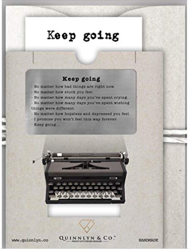 Quinnlyn & Co. Engraved Keep Going Wallet Card, Birthday Gifts for Special Someone, Gifts for Men with Inspirational Message