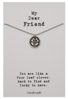 Quinnlyn & Co. Four Leaf Clover on Circle Pendant Necklace, Handmade Gifts for Women with Inspirational Quote on Greeting Card