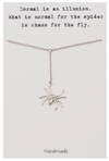 Quinnlyn & Co. Hanging Spiderman Pendant Necklace, Gifts for Women with Inspirational Quote on Greeting Card