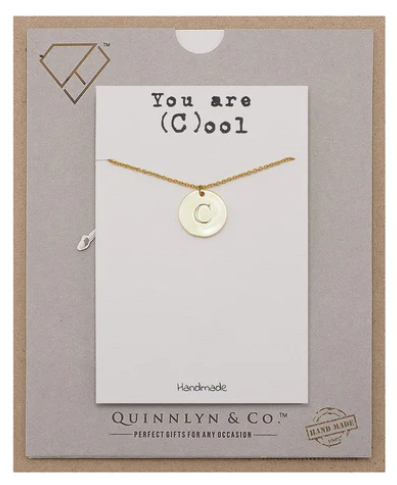 Quinnlyn & Co. Beatrix Initial C on Circle Plate Pendant Necklace, Letter Necklace, Birthday Gifts for Women …
