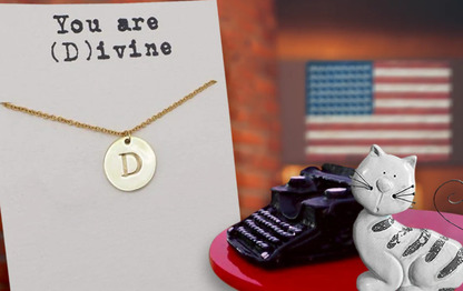 Quinnlyn & Co. Beatrix Initial D on Circle Plate Pendant Necklace, Letter Necklace, Birthday Gifts for Women …