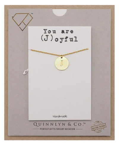 Quinnlyn & Co. Beatrix Initial J on Circle Plate Pendant Necklace, Letter Necklace, Birthday Gifts for Women …