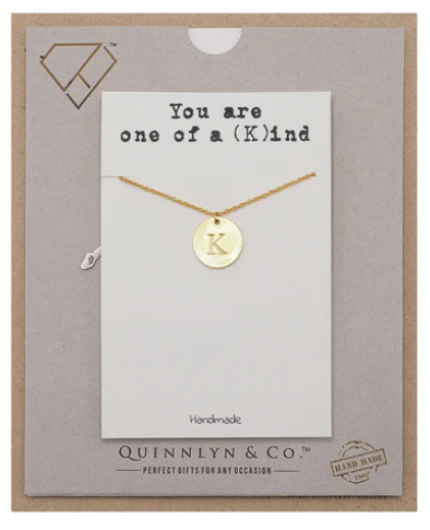 Quinnlyn & Co. Beatrix Initial K on Circle Plate Pendant Necklace, Letter Necklace, Birthday Gifts for Women …