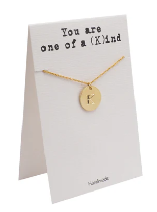 Quinnlyn & Co. Beatrix Initial K on Circle Plate Pendant Necklace, Letter Necklace, Birthday Gifts for Women …