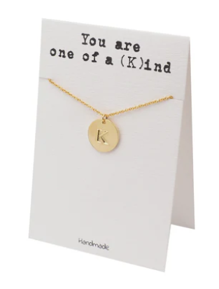 Quinnlyn & Co. Beatrix Initial K on Circle Plate Pendant Necklace, Letter Necklace, Birthday Gifts for Women …