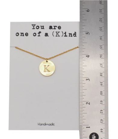 Quinnlyn & Co. Beatrix Initial K on Circle Plate Pendant Necklace, Letter Necklace, Birthday Gifts for Women …