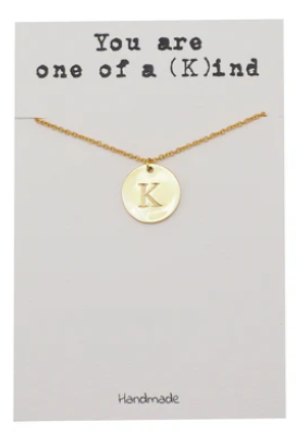 Quinnlyn & Co. Beatrix Initial K on Circle Plate Pendant Necklace, Letter Necklace, Birthday Gifts for Women …