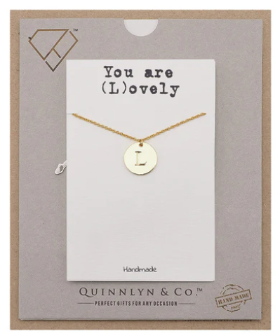 Quinnlyn & Co. Initial L on Circle Plate Pendant Necklace, Letter Necklace, Birthday Gifts for Women …