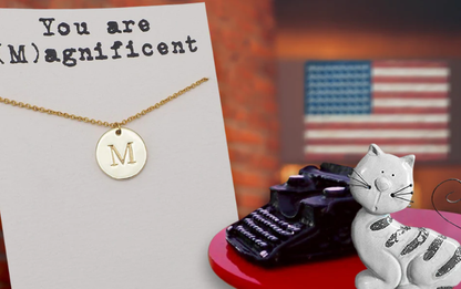 Quinnlyn & Co. Initial M on Circle Plate Pendant Necklace, Letter Necklace, Birthday Gifts for Women …