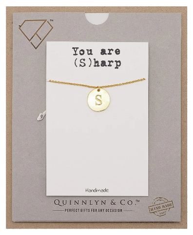 Quinnlyn & Co. Beatrix Initial S on Circle Plate Pendant Necklace, Letter Necklace, Birthday Gifts for Women …