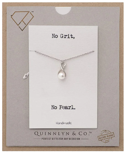 Quinnlyn & Co. Pearl Infinity Pendant Necklace, Handmade Gifts for Women with Inspirational Quote on Greeting Card