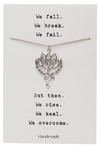 Quinnlyn & Co. Phoenix Lotus Flower Pendant Necklace, Handmade Gifts for Women with Inspirational Quote on Greeting Card