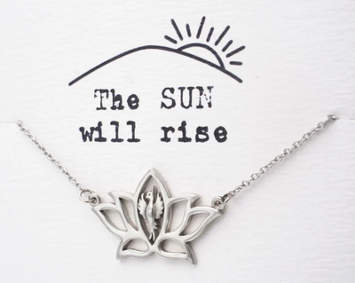 Quinnlyn & Co. Phoenix Om Lotus Flower Pendant Necklace, Handmade Gifts for Women with Inspirational Quote on Greeting Card