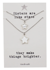 Quinnlyn & Co. Sisters 2 Stars Pendant Set of 2 Necklaces, Handmade Gifts for Women with Inspirational Quote on Greeting Card