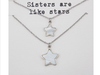 Quinnlyn & Co. Sisters 2 Stars Pendant Set of 2 Necklaces, Handmade Gifts for Women with Inspirational Quote on Greeting Card