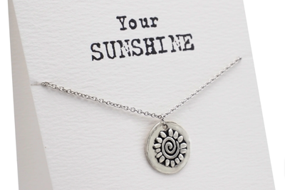 Quinnlyn & Co. Sun Pendant Necklace, Handmade Gifts for Women with Inspirational Quote on Greeting Card