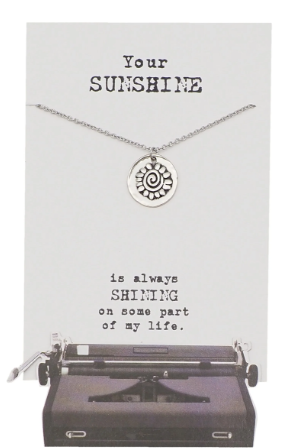 Quinnlyn & Co. Sun Pendant Necklace, Handmade Gifts for Women with Inspirational Quote on Greeting Card