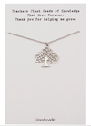 Quinnlyn & Co. Tree of Life Pendant Necklace, Teacher's Day Appreciation Gifts with Inspirational Quote on Greeting Card