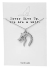 Quinnlyn & Co. Wolf Pendant Necklace, Gifts for Women with Inspirational Quote on Greeting Card