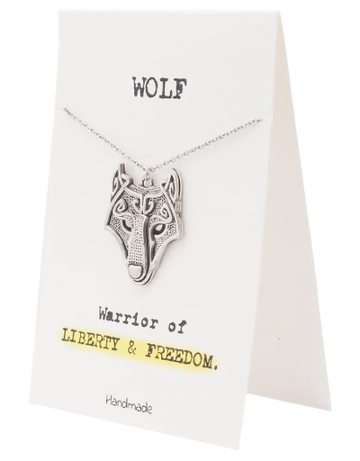 Quinnlyn & Co. Wolf Pendant Necklace, Handmade Gifts for Women with Inspirational Quote on Greeting Card