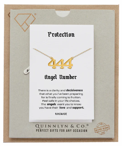 Quinnlyn & Co 222 and 444 Angel Pendant Necklace, Numerology-inspired Charm, Protection Gifts for Men and Women