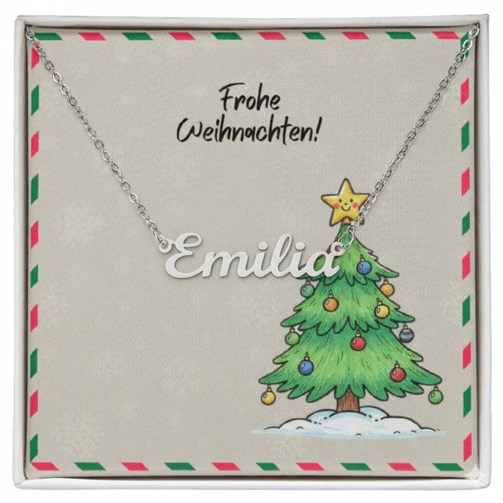 Frohe Weihnachten Personalized Name Necklace – Custom German Christmas Gift (Made in USA)