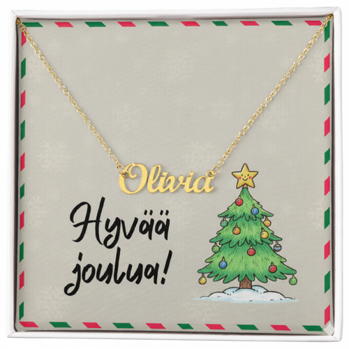 Hyvää Joulua Personalized Name Necklace – Custom Finnish Christmas Gift (Made in USA)