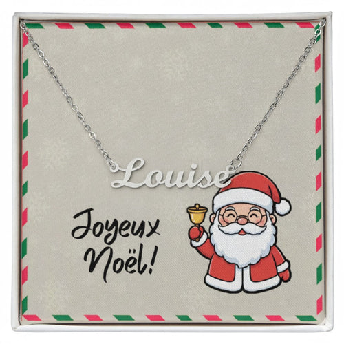 Joyeux Noël Personalized Name Necklace – Custom French Christmas Gift Made in USA