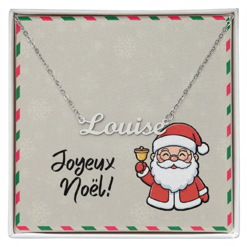 Joyeux Noël Personalized Name Necklace – Custom French Christmas Gift Made in USA