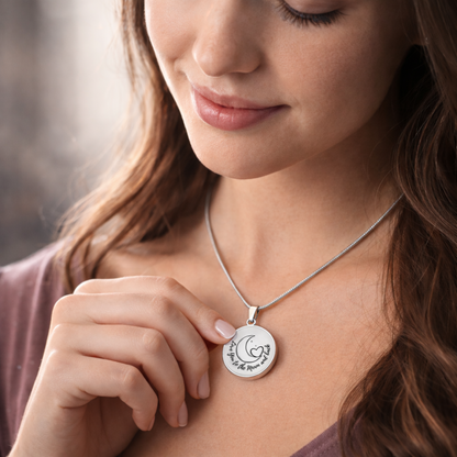 Love You to the Moon and Back Necklace – Moon & Heart Pendant Gift for Her, Romantic Anniversary Gift