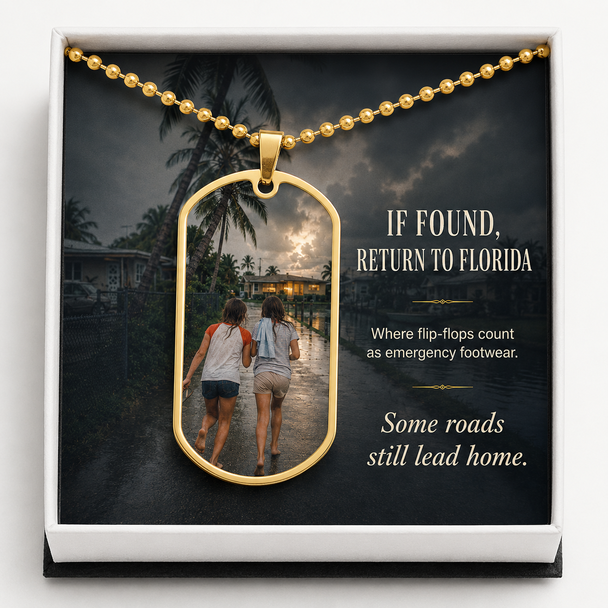 If Found, Return to Florida Dog Tag Necklace