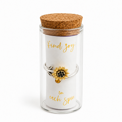 Gold-Plated Sunflower Spinner Ring - Stress Relief Fidget Jewelry for Self-Care, Friends, and Loved Ones