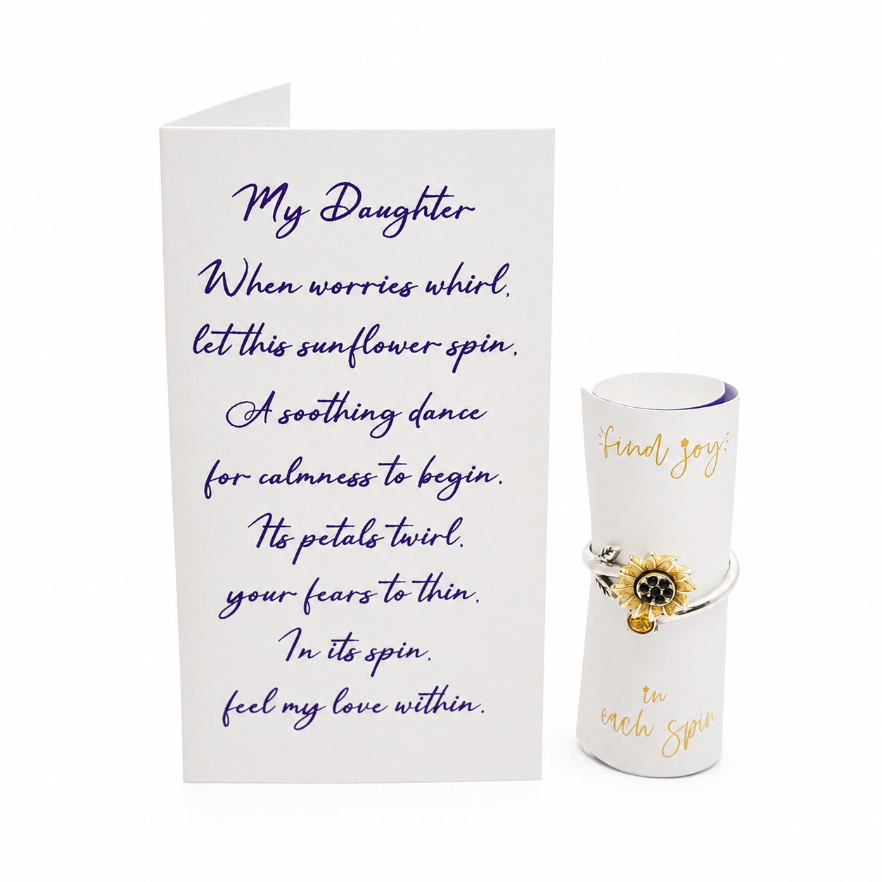 Gold-Plated Sunflower Spinner Ring - Stress Relief Fidget Jewelry for Self-Care, Friends, and Loved Ones