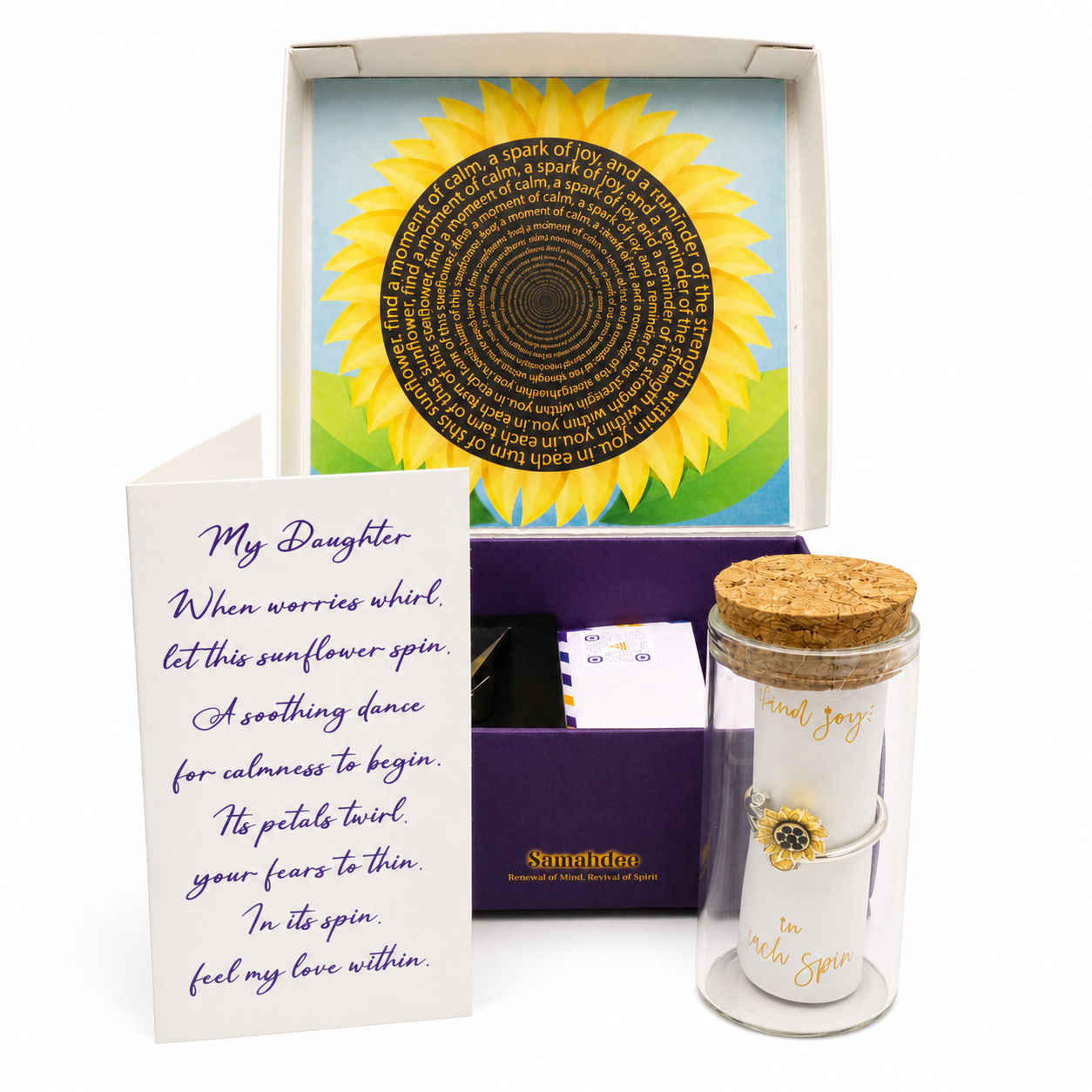 Gold-Plated Sunflower Spinner Ring - Stress Relief Fidget Jewelry for Self-Care, Friends, and Loved Ones