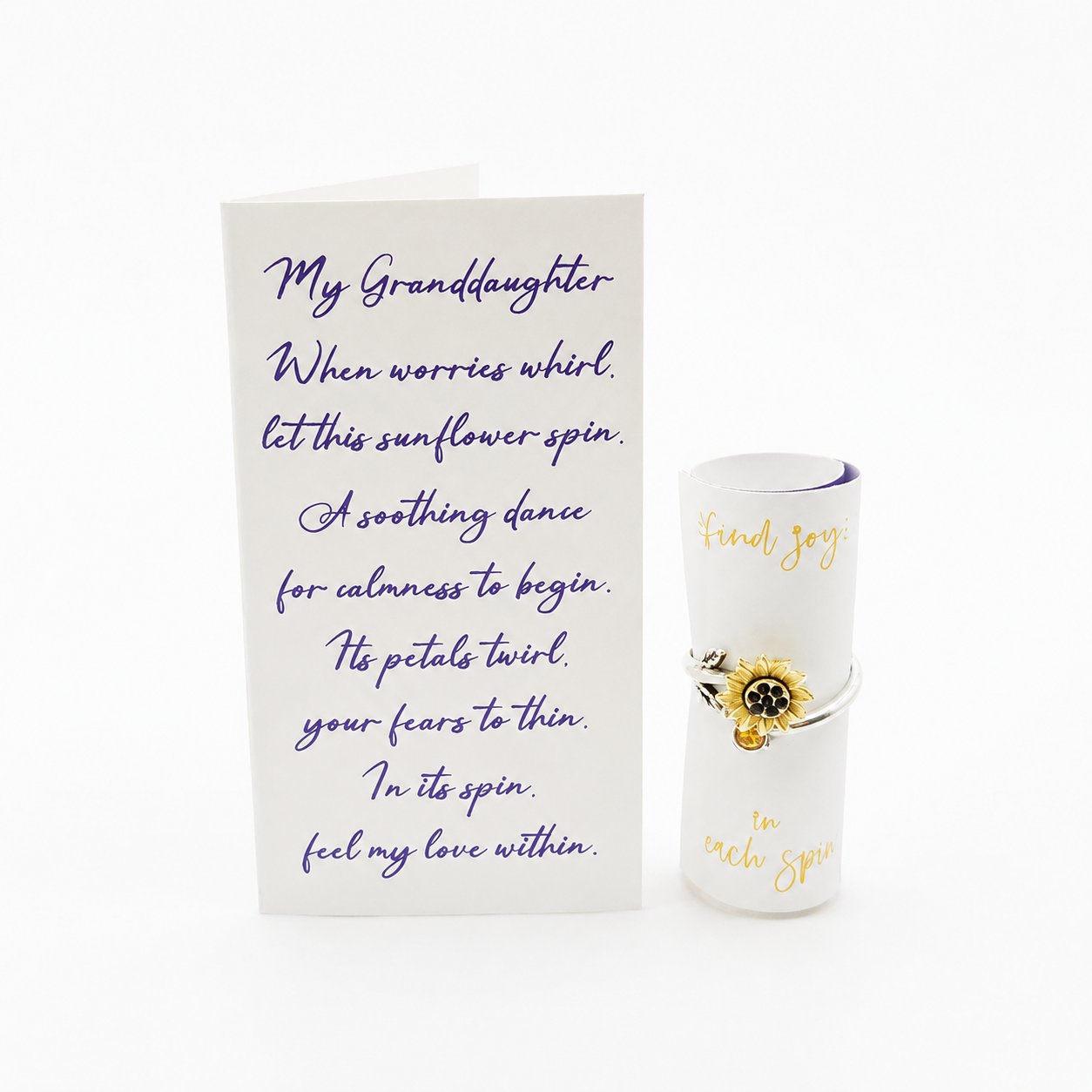 Gold-Plated Sunflower Spinner Ring - Stress Relief Fidget Jewelry for Self-Care, Friends, and Loved Ones
