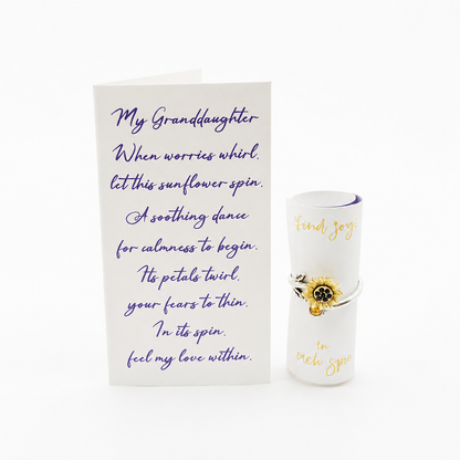 Gold-Plated Sunflower Spinner Ring - Stress Relief Fidget Jewelry for Self-Care, Friends, and Loved Ones